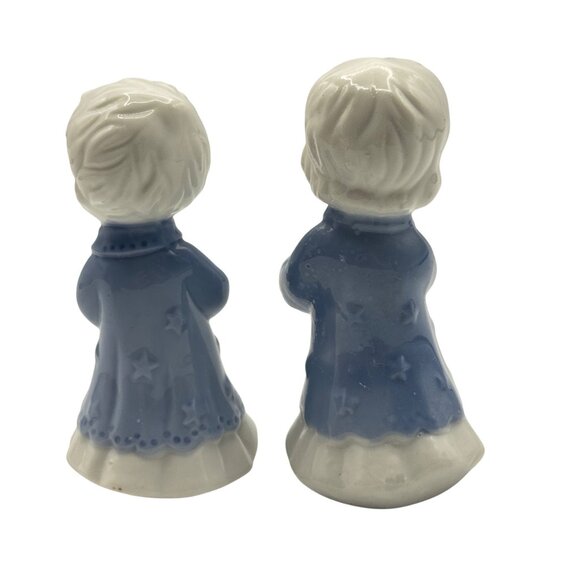 Vintage Ceramic Boy & Girl Figurine Candle Holders 4.5 Blue & White Collectible - Picture 5 of 6